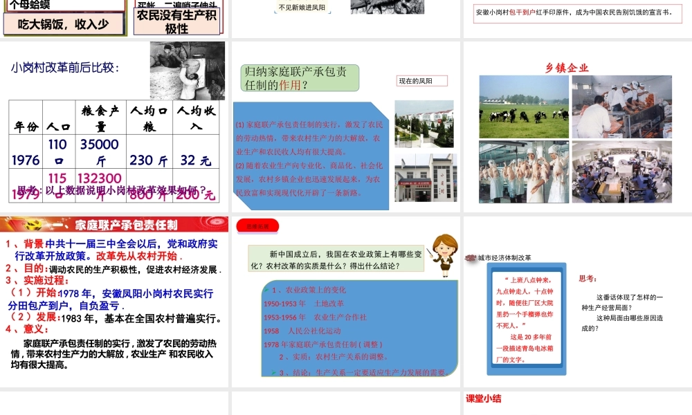 八年级历史下册 第12课 经济体制改革课件 中华书局版-中华书局级下册历史课件