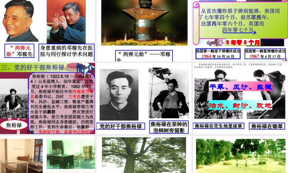 八年级历史下册 第5课 艰苦创业的民族脊梁课件3 川教版-川教版初中八年级下册历史课件