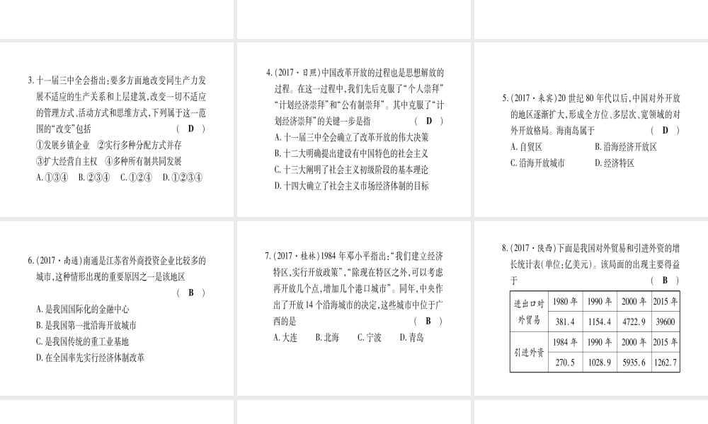 八年级历史下册 专题2 改革开放习题课件 岳麓版-岳麓版初中八年级下册历史课件
