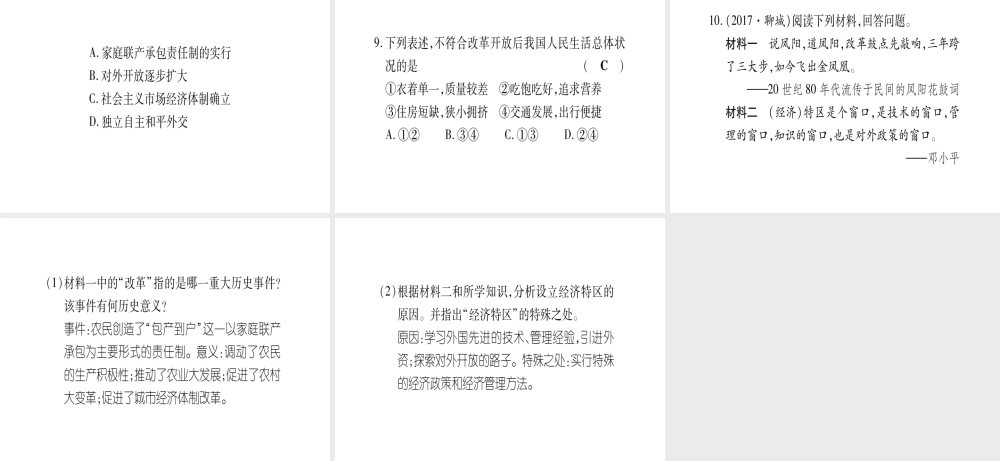 八年级历史下册 专题2 改革开放习题课件 岳麓版-岳麓版初中八年级下册历史课件