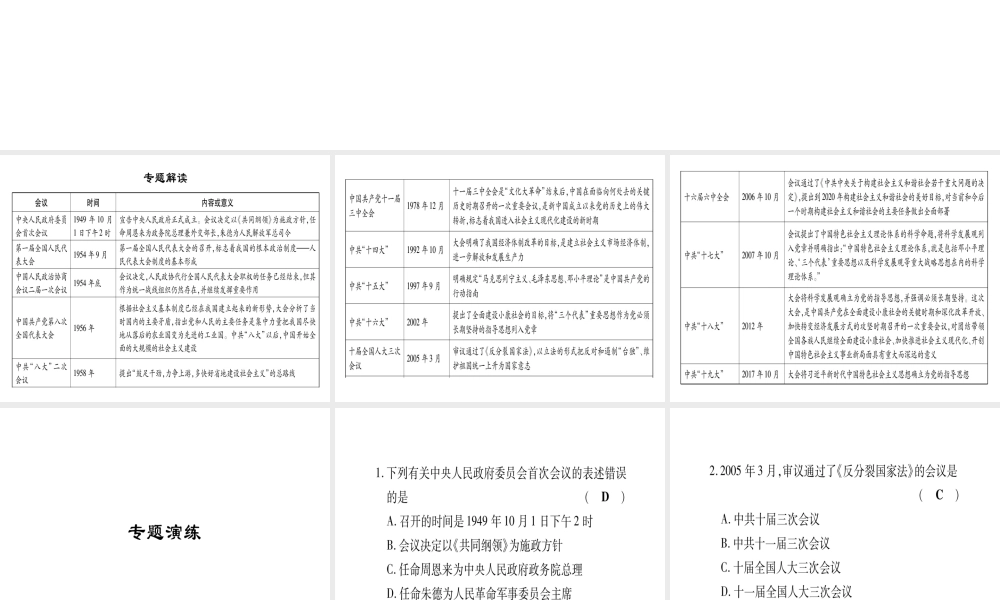 八年级历史下册 专题3 新中国成立以来的重要会议习题课件 岳麓版-岳麓级下册历史课件
