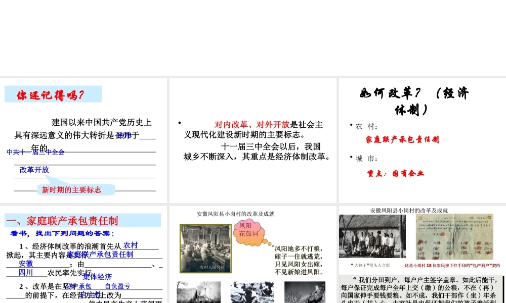 八年级历史下册 第三单元 第8课《城乡改革不断深入》教学课件1 华东师大版-华东师大版初中八年级下册历史课件