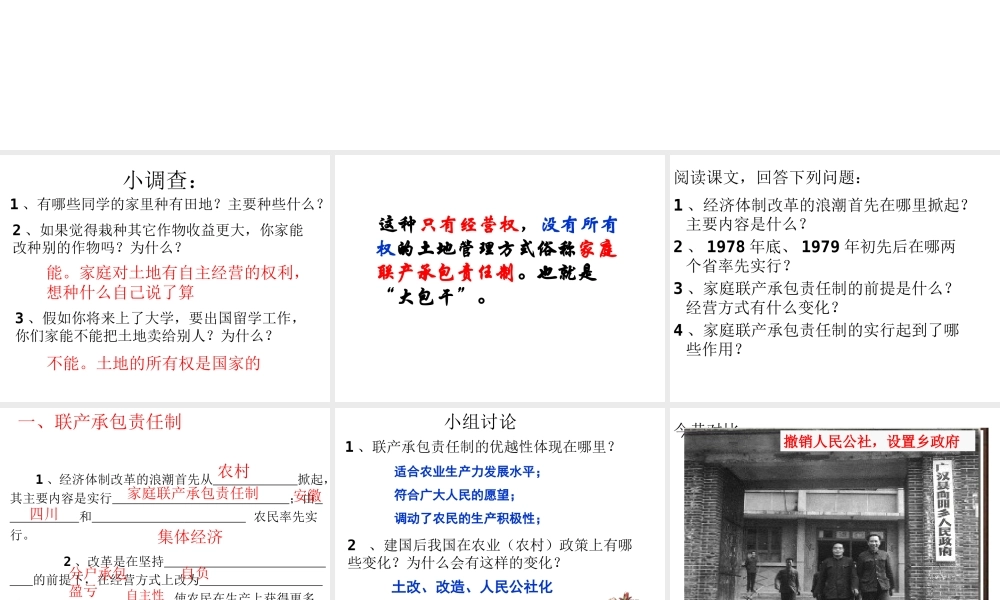 八年级历史下册 第三单元 第8课《城乡改革不断深入》教学课件3 华东师大版-华东师大级下册历史课件