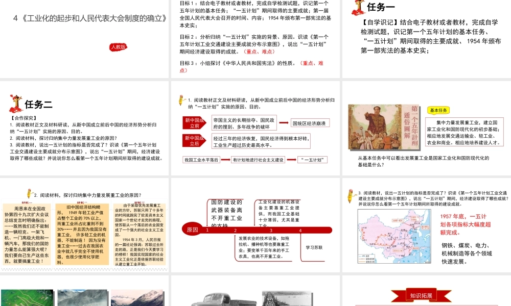 八年级历史下册 第二单元 社会主义制度的建立与社会主义建设的探索 4《工业化的起步和人民代表大会制度的确立》课件 新人教版-新人教级下册历史课件