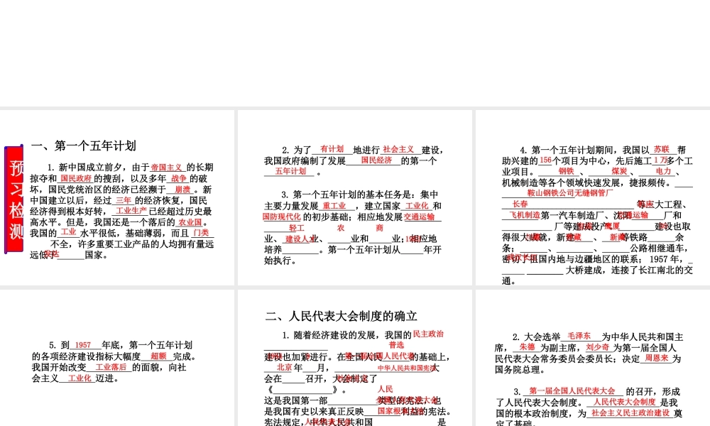 八年级历史下册 第二单元 社会主义制度的建立与社会主义建设的探索 第4课 工业化的起步和人民代表大会制度的确立课件3 新人教版-新人教级下册历史课件