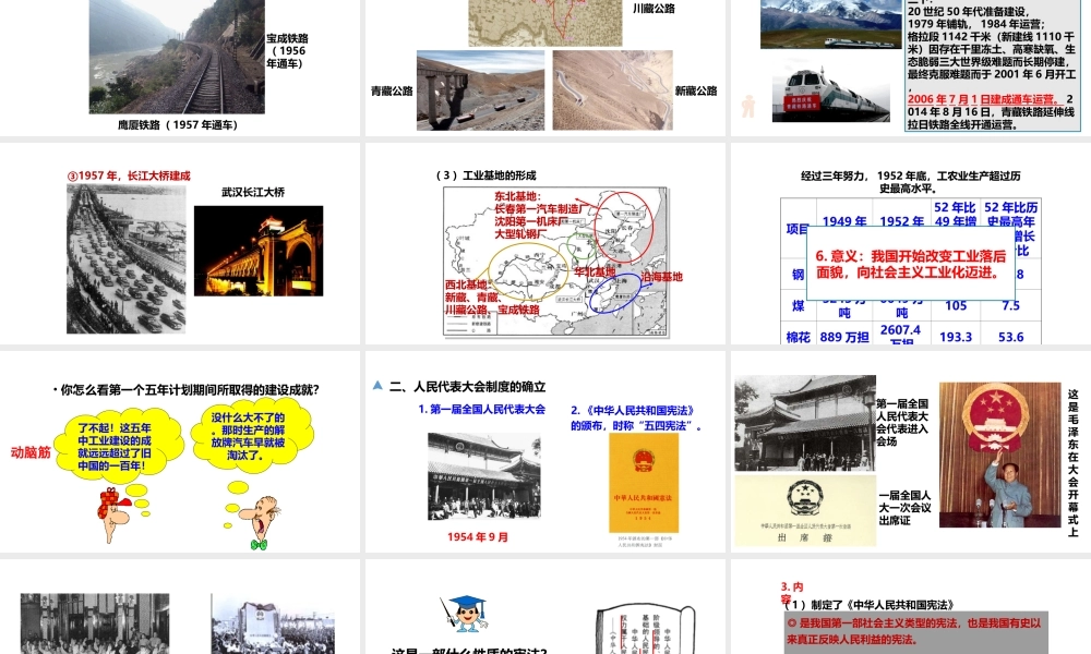 八年级历史下册 第二单元 社会主义制度的建立与社会主义建设的探索 第4课《工业化的起步和人民代表大会制度的确立》课件 新人教版-新人教版初中八年级下册历史课件