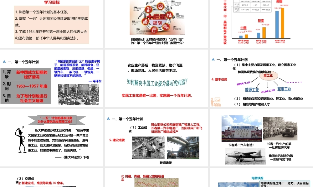 八年级历史下册 第二单元 社会主义制度的建立与社会主义建设的探索 第4课《工业化的起步和人民代表大会制度的确立》课件 新人教版-新人教级下册历史课件