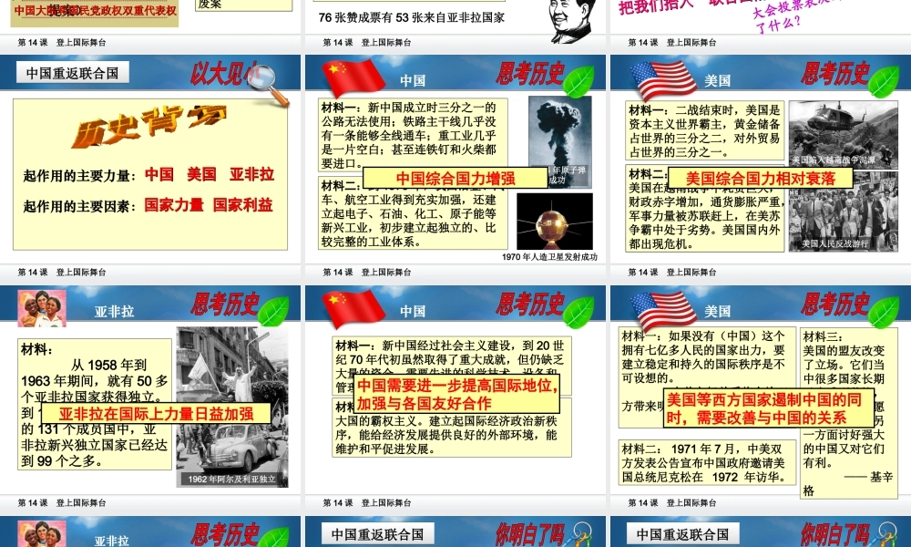 八年级历史下册 第三单元 第14课《登上国际舞台》课件1 冀教版-冀教版初中八年级下册历史课件