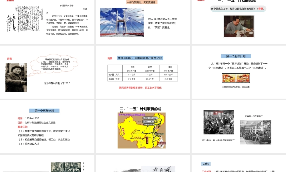 八年级历史下册 第二单元 向社会主义社会过渡 4 社会主义工业化的起步课件 岳麓版-岳麓级下册历史课件