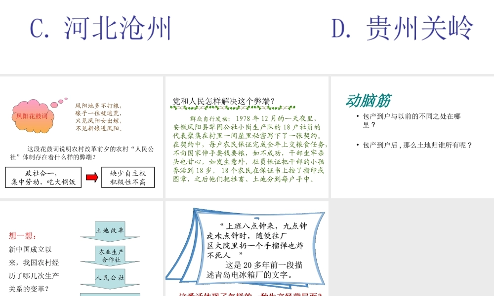 八年级历史下册 第三单元 第8课《城乡改革不断深入》课件3 华东师大版-华东师大级下册历史课件