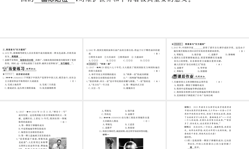 八年级历史下册 第三单元 艰辛探索与建设成就 第九课 建设成就与科技进步课件 岳麓版-岳麓级下册历史课件