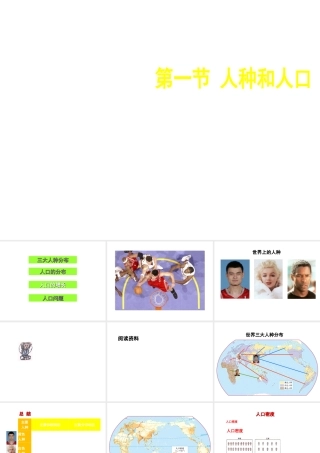 八年级地理上册 3.1 人种和人口课件（2）（新版）中图版