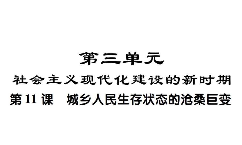 八年级历史下册 第三单元 社会主义现代化建设的新时期 第十一课 城乡人民生存状态的沧桑巨变课件 川教版-川教版初中八年级下册历史课件