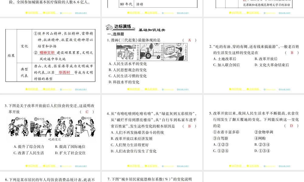 八年级历史下册 第三单元 社会主义现代化建设的新时期 第十一课 城乡人民生存状态的沧桑巨变课件 川教版-川教版初中八年级下册历史课件