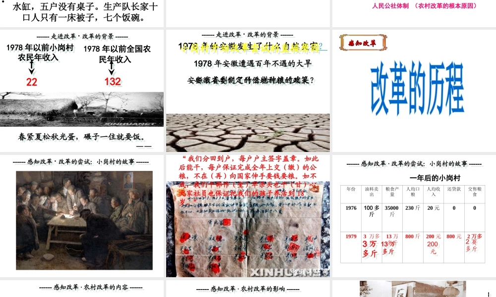 八年级历史下册 第三学习主题 建设中国特色社会主义 第8课《农村和城市的改革》课件1 川教版-川教版初中八年级下册历史课件