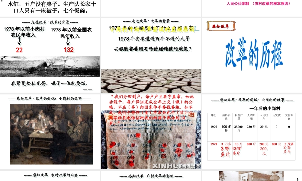 八年级历史下册 第三学习主题 建设中国特色社会主义 第8课《农村和城市的改革》课件1 川教版-川教级下册历史课件