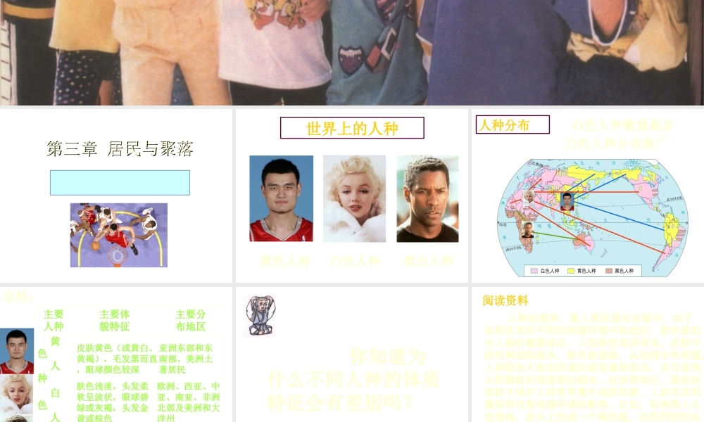 八年级地理上册 3.1《人种和人口》课件2 中图版-中图版初中八年级上册地理课件