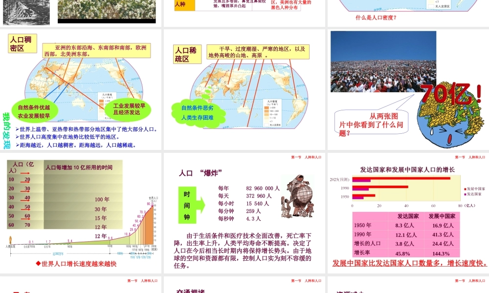 八年级地理上册 3.1《人种和人口》课件3 中图版-中图版初中八年级上册地理课件