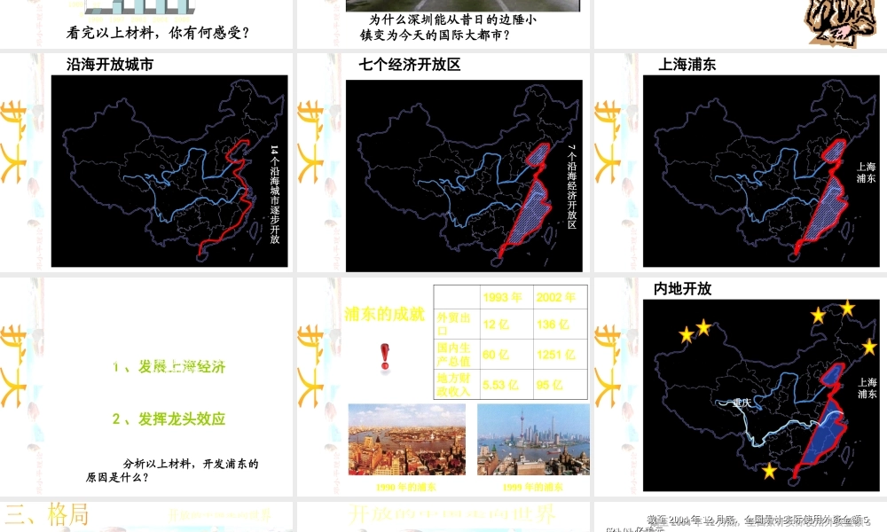 八年级历史下册 第三学习主题 建设中国特色社会主义 第9课《开放的中国走向世界》课件2 川教版-川教级下册历史课件