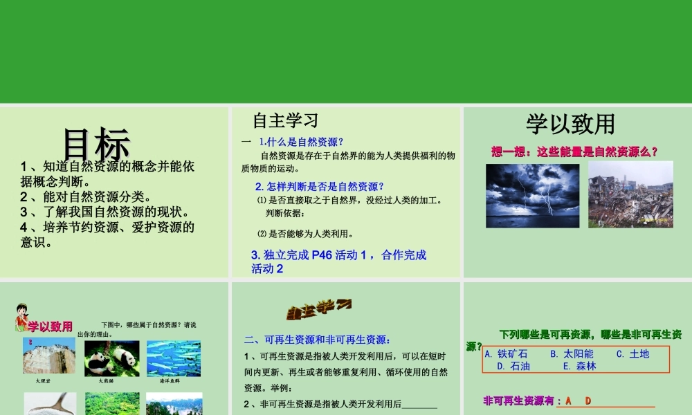 八年级地理上册 3.1《自然资源概况》课件1 （新版）湘教版-（新版）湘教版初中八年级上册地理课件