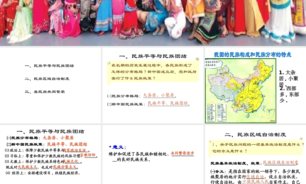 八年级历史下册 第四单元 第12课《民族团结与民族区域自治》课件1 华东师大版-华东师大级下册历史课件
