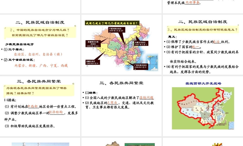 八年级历史下册 第四单元 第12课《民族团结与民族区域自治》课件1 华东师大版-华东师大级下册历史课件