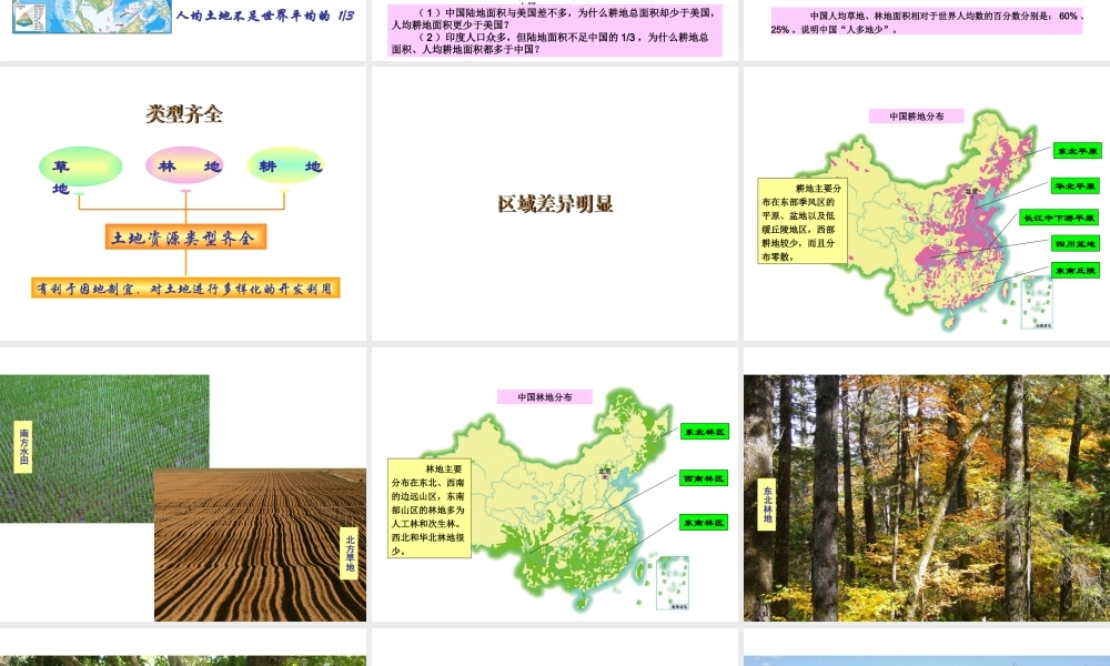 八年级地理上册 3.2 有限的耕地资源课件 晋教版-人教版初中八年级上册地理课件