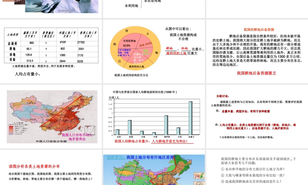 八年级地理上册 3.2 有限的耕地资源课件2 晋教版-人教版初中八年级上册地理课件