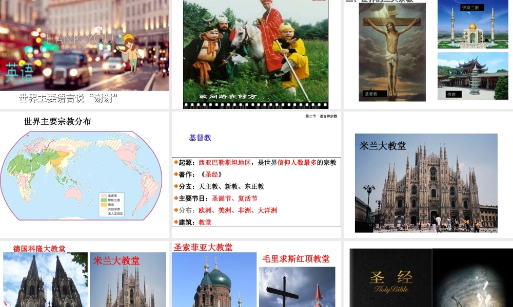 八年级地理上册 3.2《语言和宗教》课件1 中图版-中图版初中八年级上册地理课件