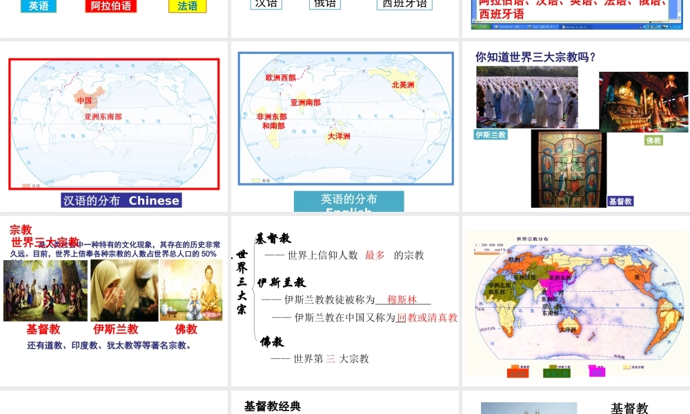 八年级地理上册 3.2《语言和宗教》课件2 中图版-中图版初中八年级上册地理课件