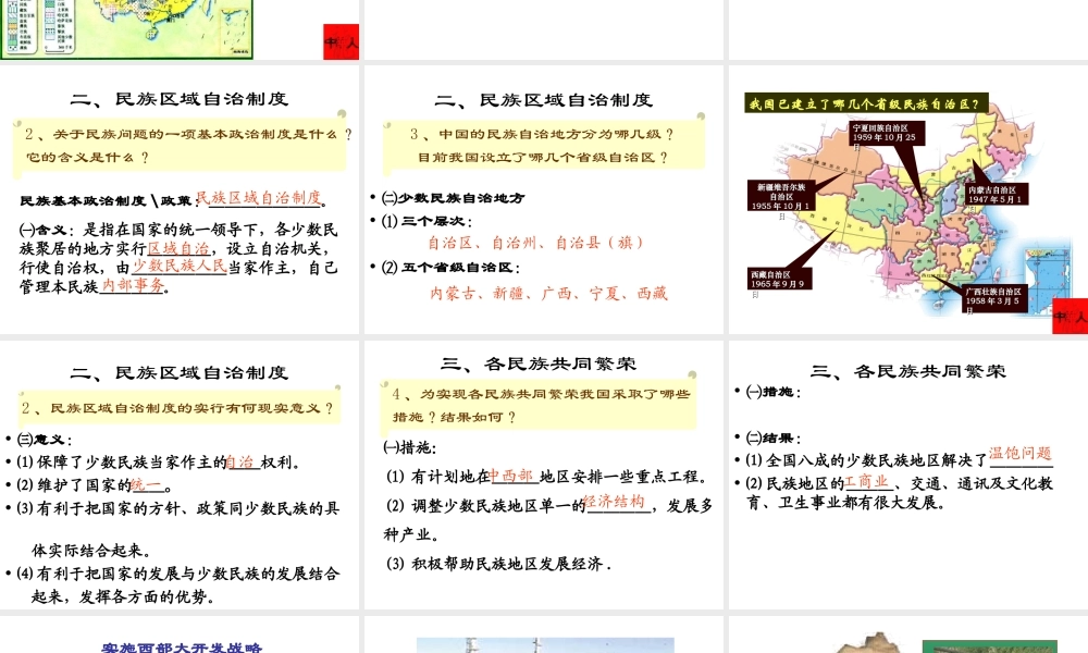 八年级历史下册 第一单元 中华人民共和国成立和向社会主义过渡 第4课《民族团结与民族区域自治》课件 华东师大版-华东师大版初中八年级下册历史课件