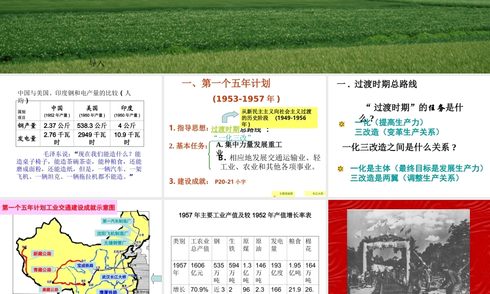 八年级历史下册 第一单元 中华人民共和国成立和向社会主义过渡 第三课《向社会主义过渡》课件1 华东师大版-华东师大版初中八年级下册历史课件