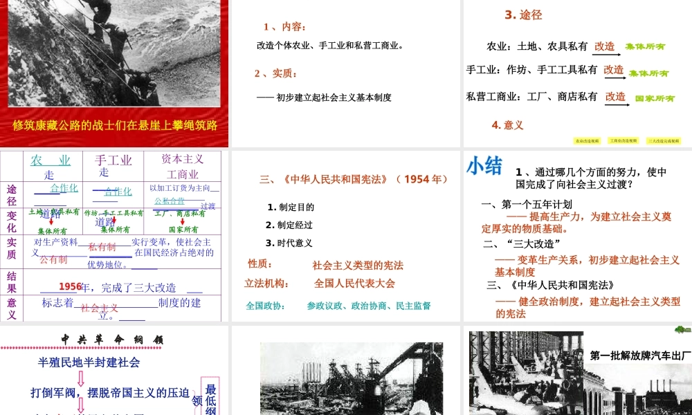 八年级历史下册 第一单元 中华人民共和国成立和向社会主义过渡 第三课《向社会主义过渡》课件2 华东师大版-华东师大版初中八年级下册历史课件