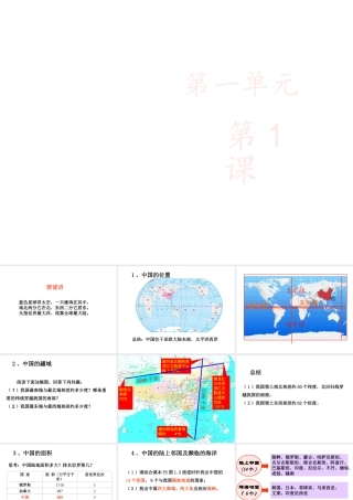 八年级地理上册 1.1《辽阔的国土》课件 晋教版-人教版初中八年级上册地理课件
