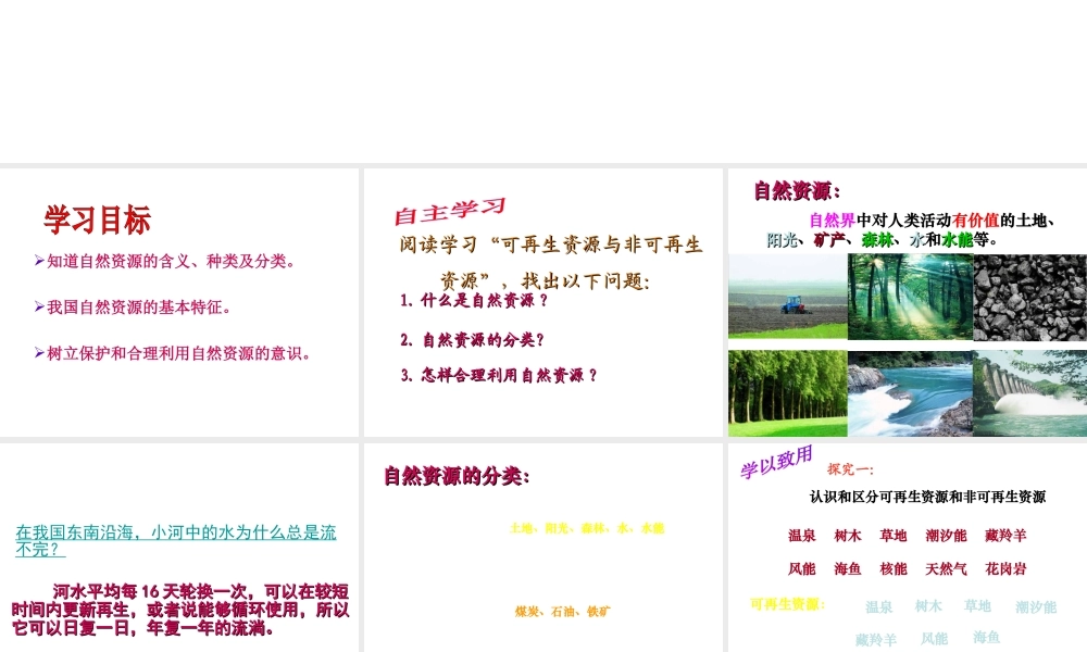 八年级地理上册 第3章 第1节《自然资源的基本特征》课件 （新版）新人教版