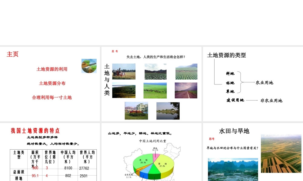 八年级地理上册 第3章 第2节《土地资源》课件 （新版）新人教版