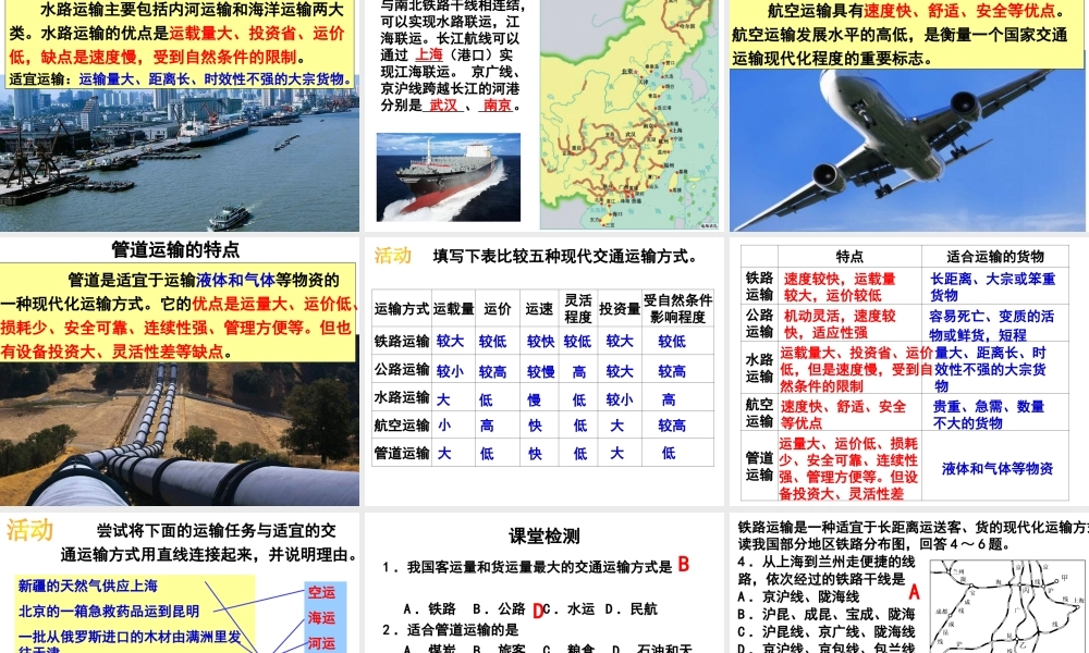 八年级地理上册 4.3《交通运输业》课件1 （新版）湘教版-（新版）湘教版初中八年级上册地理课件