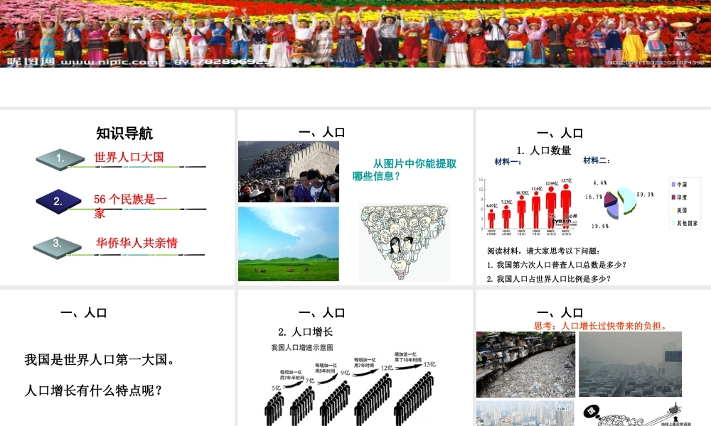 八年级地理上册 1.2 人口和民族课件 （新版）粤教版-（新版）粤教版初中八年级上册地理课件