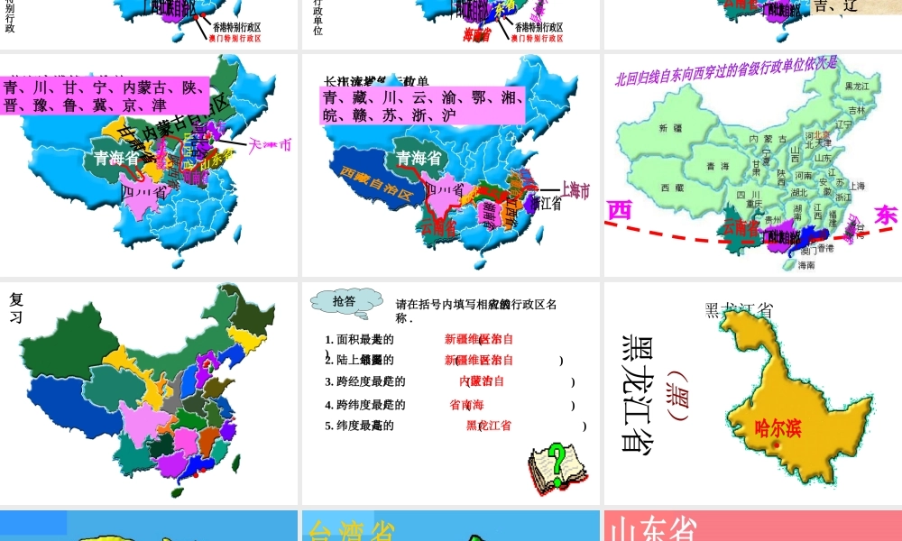八年级地理上册 1.2 中国的行政区划课件 湘教版-湘教版初中八年级上册地理课件