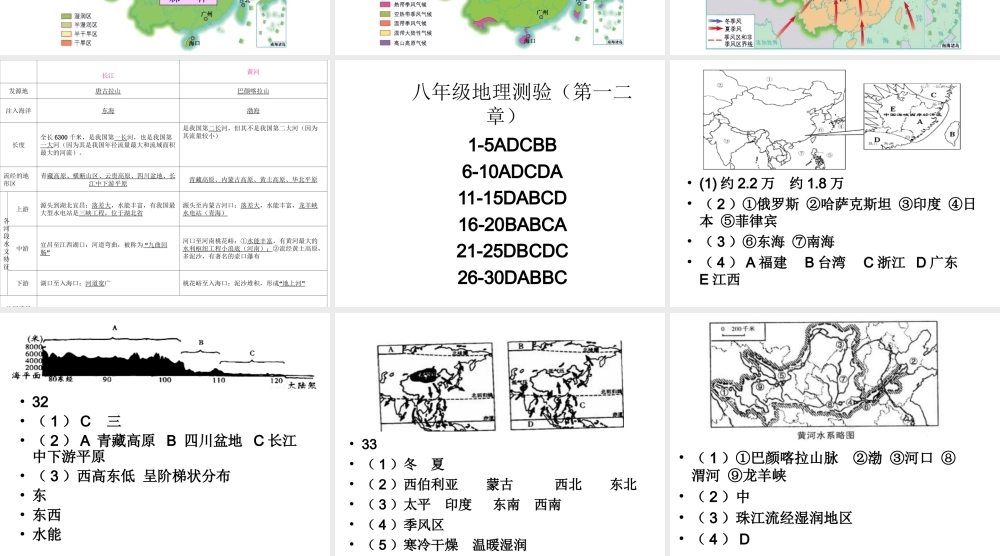 八年级地理上册 第1-2章综合测验题课件 （新版）湘教版-（新版）湘教版初中八年级上册地理课件