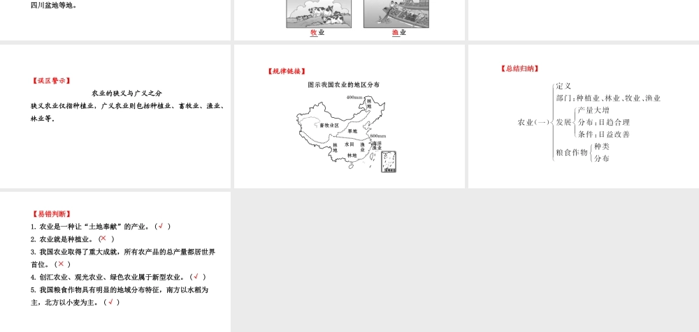 八年级地理上册 4.1 农业（农业的含义及发展 主要粮食作物的分布）课件 （新版）湘教版-（新版）湘教版初中八年级上册地理课件