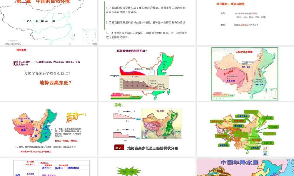 八年级地理上册 2.1《中国的地形》课件3 （新版）湘教版-（新版）湘教版初中八年级上册地理课件