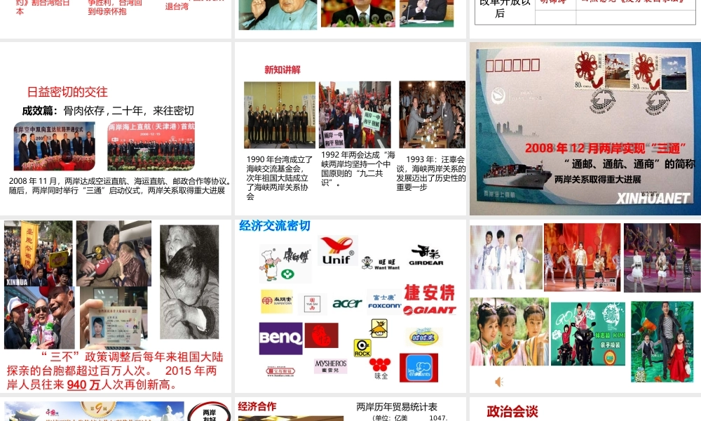 八年级历史下册 第四单元 第14课 海峡两岸的交往课件2 新人教版-新人教级下册历史课件