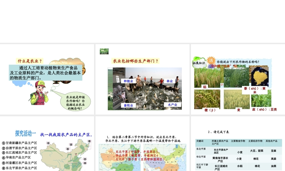 八年级地理上册 4.1农业课件 （新版）粤教版-（新版）粤教版初中八年级上册地理课件