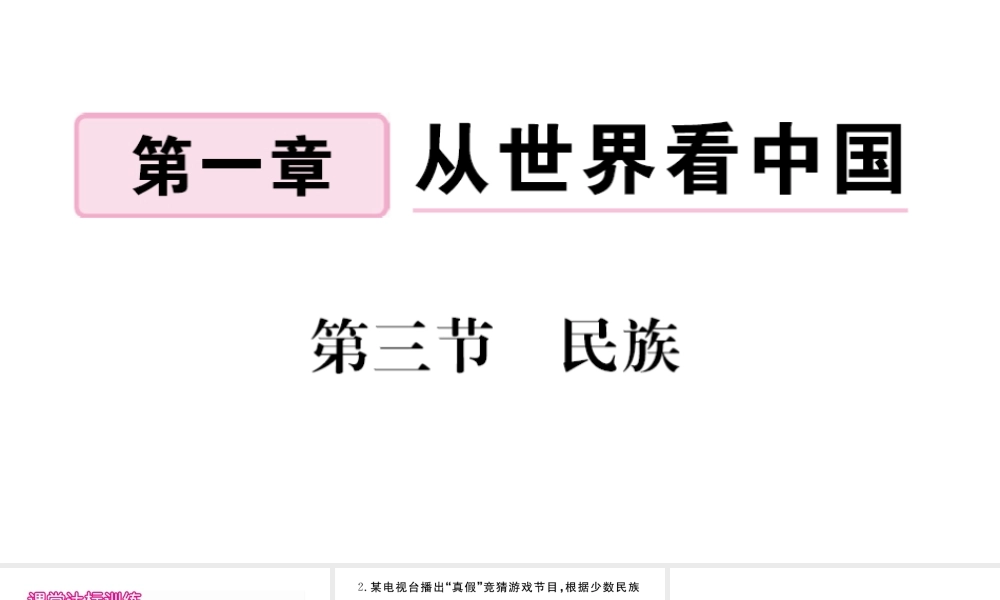 八年级地理上册 第一章 从世界看中国 第三节 民族作业课件 （新版）新人教版-（新版）新人教版初中八年级上册地理课件