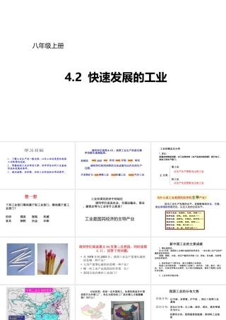 八年级地理上册 4.2 快速发展的工业课件 晋教版-人教版初中八年级上册地理课件