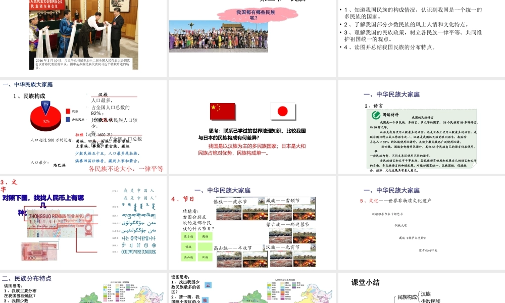 八年级地理上册 第一章 从世界看中国 第三节民族教学课件 （新版）新人教版-（新版）新人教版初中八年级上册地理课件