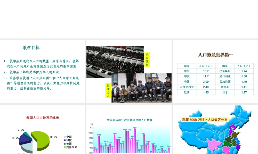 八年级地理上册 第一章 第三节 中国的人口课件 （新版）湘教版-（新版）湘教版初中八年级上册地理教案