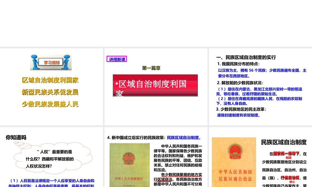 八年级历史下册 第四学习主题 民族团结与祖国统一 第13课 五十六个民族是一家课件 川教版