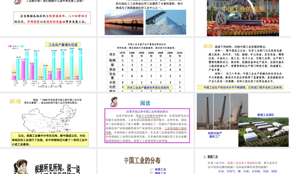 八年级地理上册 4.2《工业》课件3 （新版）湘教版-（新版）湘教版初中八年级上册地理课件